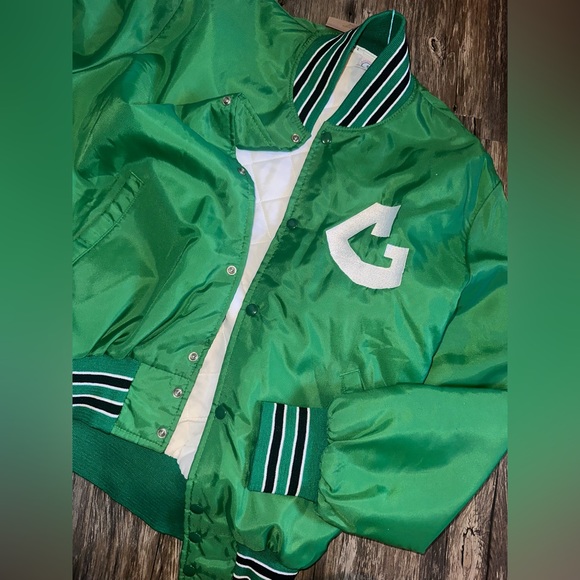 80’s Vintage Green Nylon Baseball Jacket - Picture 2 of 4